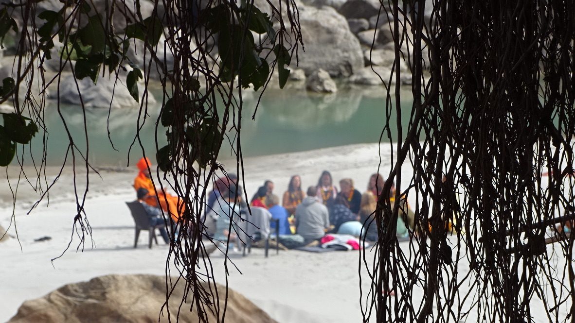 Morning yoga practice at Rishikesh Yoga School