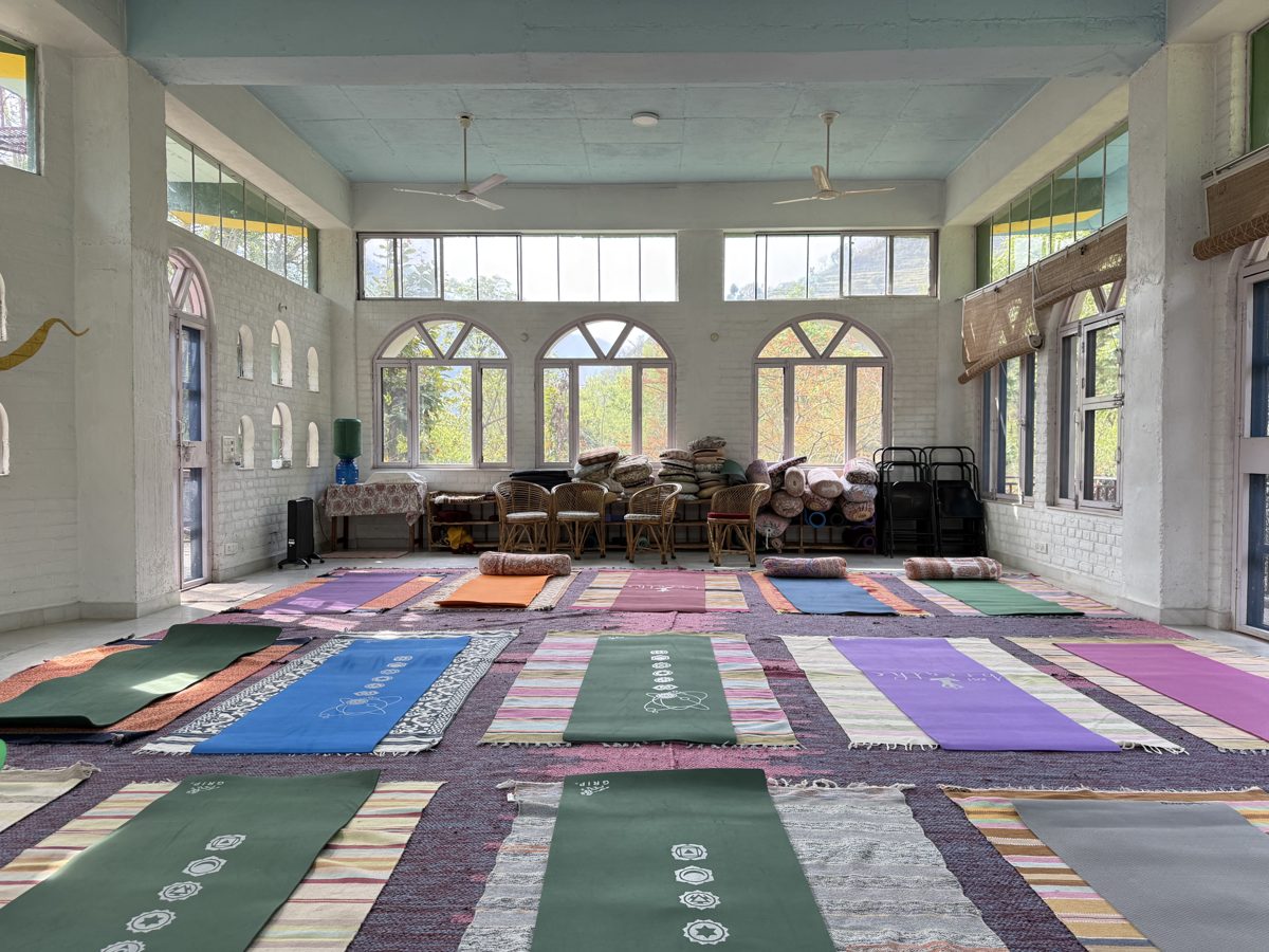 Yoga hall at Rishikesh Yoga School