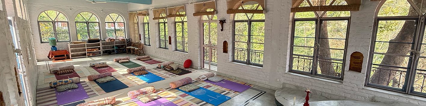 The yoga hall at Rishikesh Yoga School